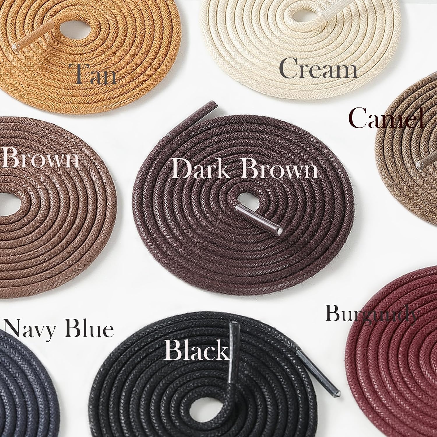2 Pairs Dress Shoe Laces for Mens,Women Leather Shoes 1/8" Round Cotton Waxed Shoelaces 27"- 47"