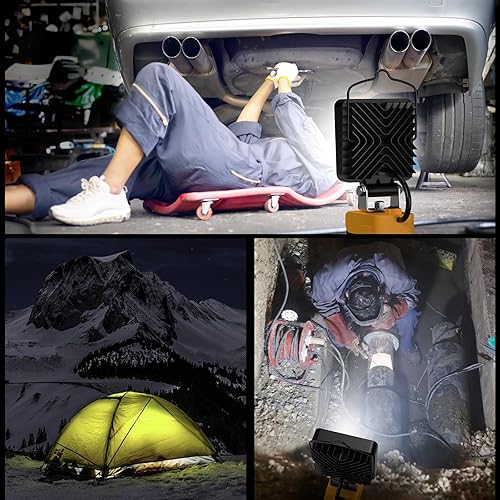 Miniatura 9 de wokelux Luz de trabajo LED de 34W 5400LM para batería Dewalt Max de 20 V, luz LED inalámbrica portátil con puerto de carga USB y tipo C, protección