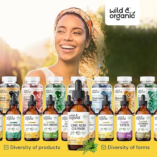Miniatura 8 de Wild & Organic Gotas de limpieza de ácido úrico, cereza ácida, cúrcuma, complejo rompedor de piedra Chanca para limpieza renal, suplemento de apoyo