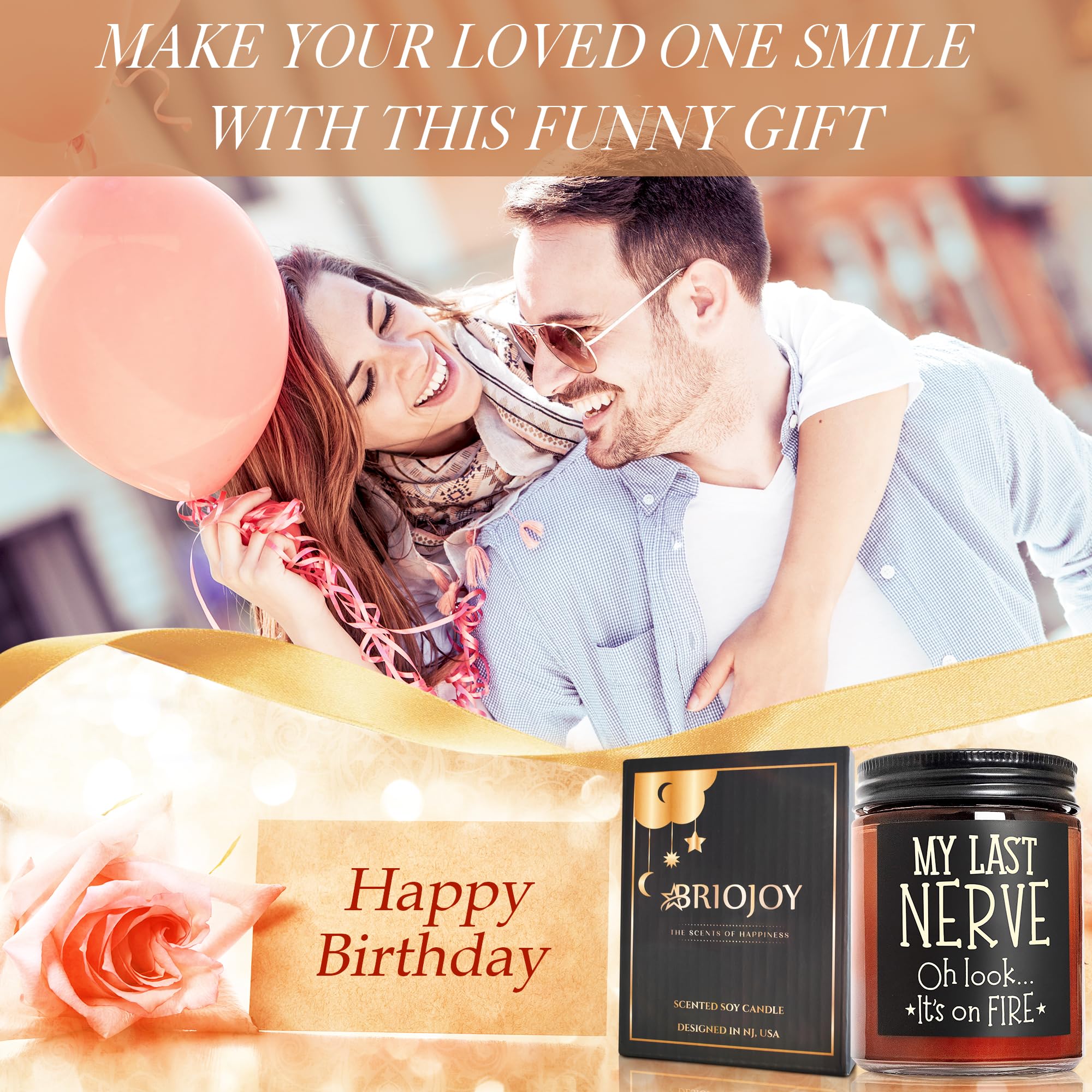 My Last Nerve Candles - Candela di soia naturale per donne e uomini, divertente regalo di compleanno, rilassante e antistress, regalo per lei, moglie, marito, fidanzato, collega, capo,