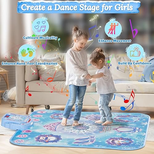 Miniatura 2 de Juguetes de baile para niñas 8 botones Frozen Dance Pad inalámbrico Bluetooth juego de baile electrónico para niños con 4 modos de juego Luz LED