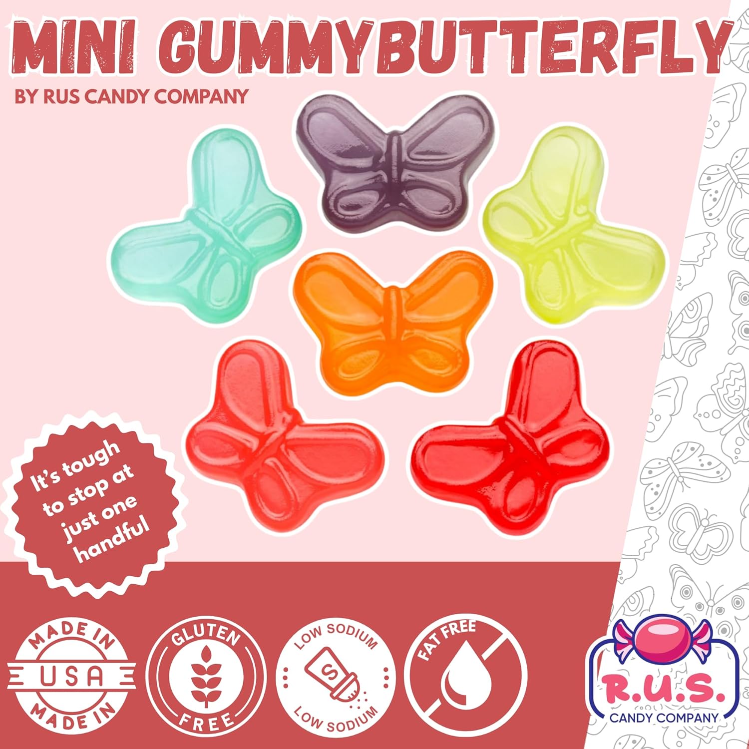 Mini Butterfly Gummies Candy. Bulk Bag – Gluten Gummy Candy – Soft,