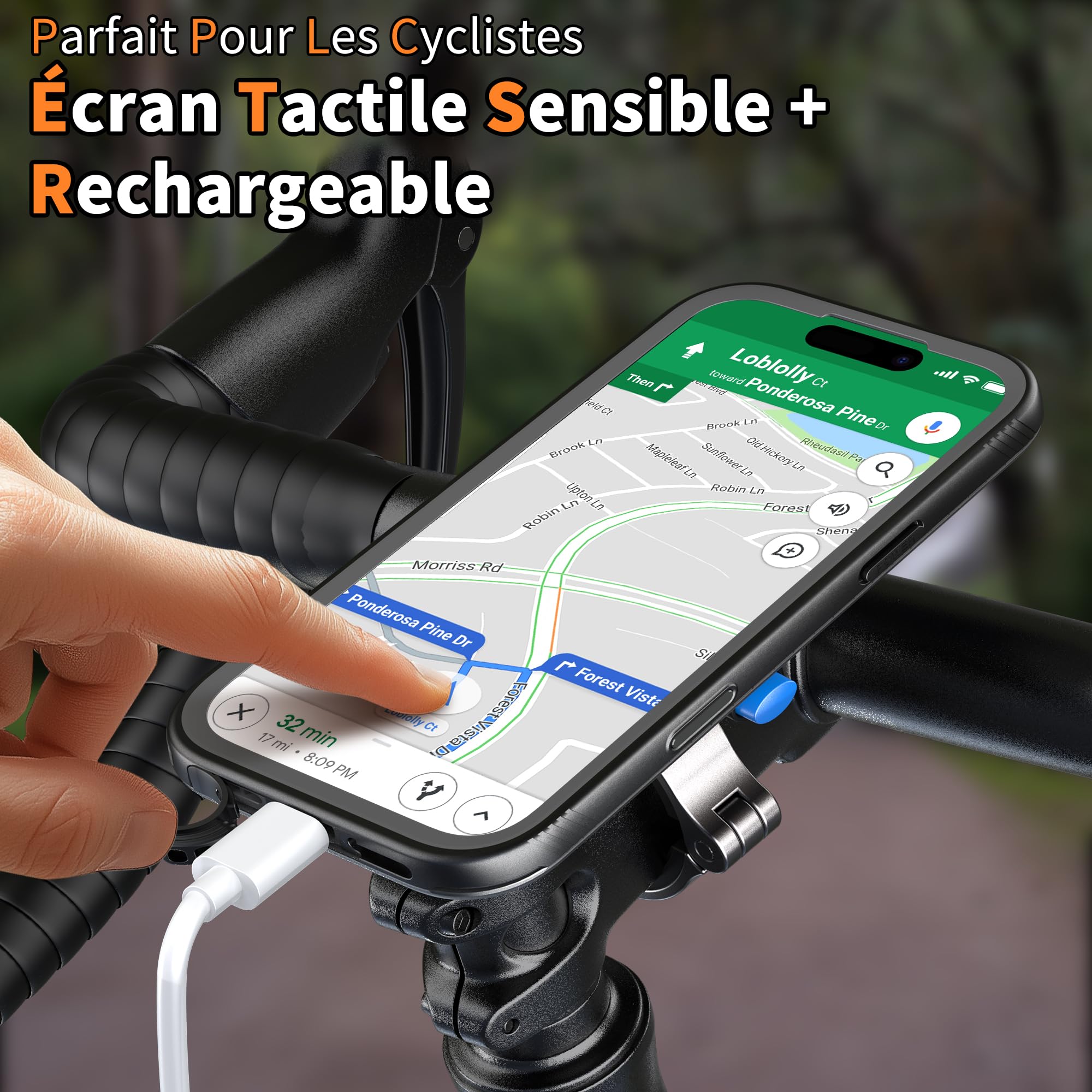 Cozycase Support Téléphone Velo Moto pour iPhone 17 Pro Etanche IP68 Antichoc - Metal Suport Vélo Route VTT Scooter Trotinette Guidon Bicyclette Sportive avec Écran Tactile Pluie Bike Holder