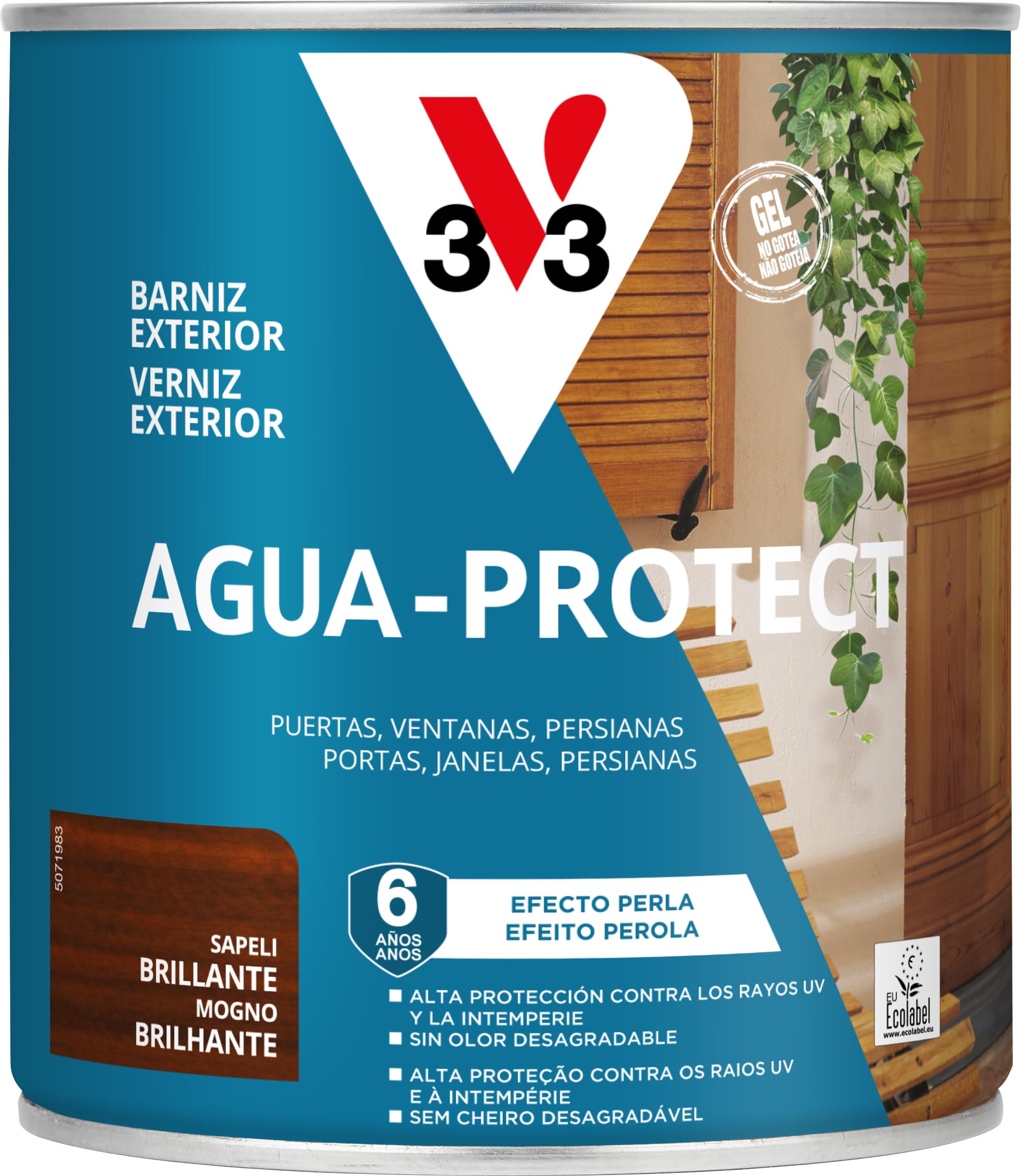 V33 Barniz Exterior AGUA PROTECT - Sapeli - 0,75l