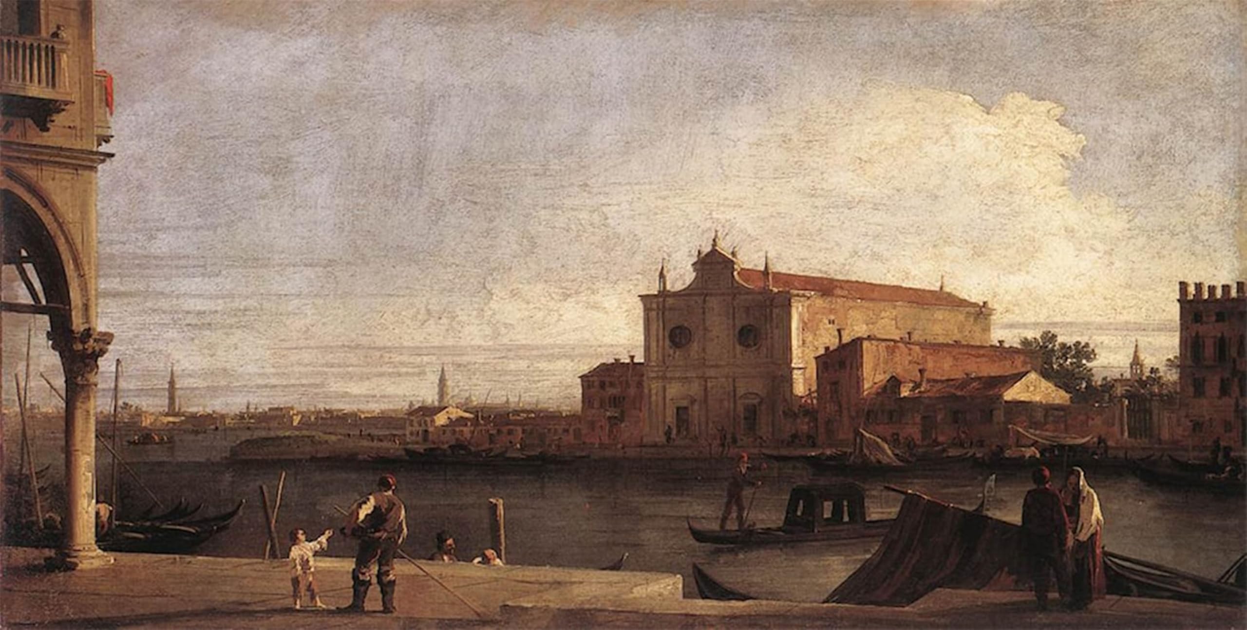 ARTXLXXBN Famous Painting Canvas Artwork Graffiti Print View of San Dei Battuti At Murano by Canaletto Portrait Canvas Image for Home Decor 60x90cm