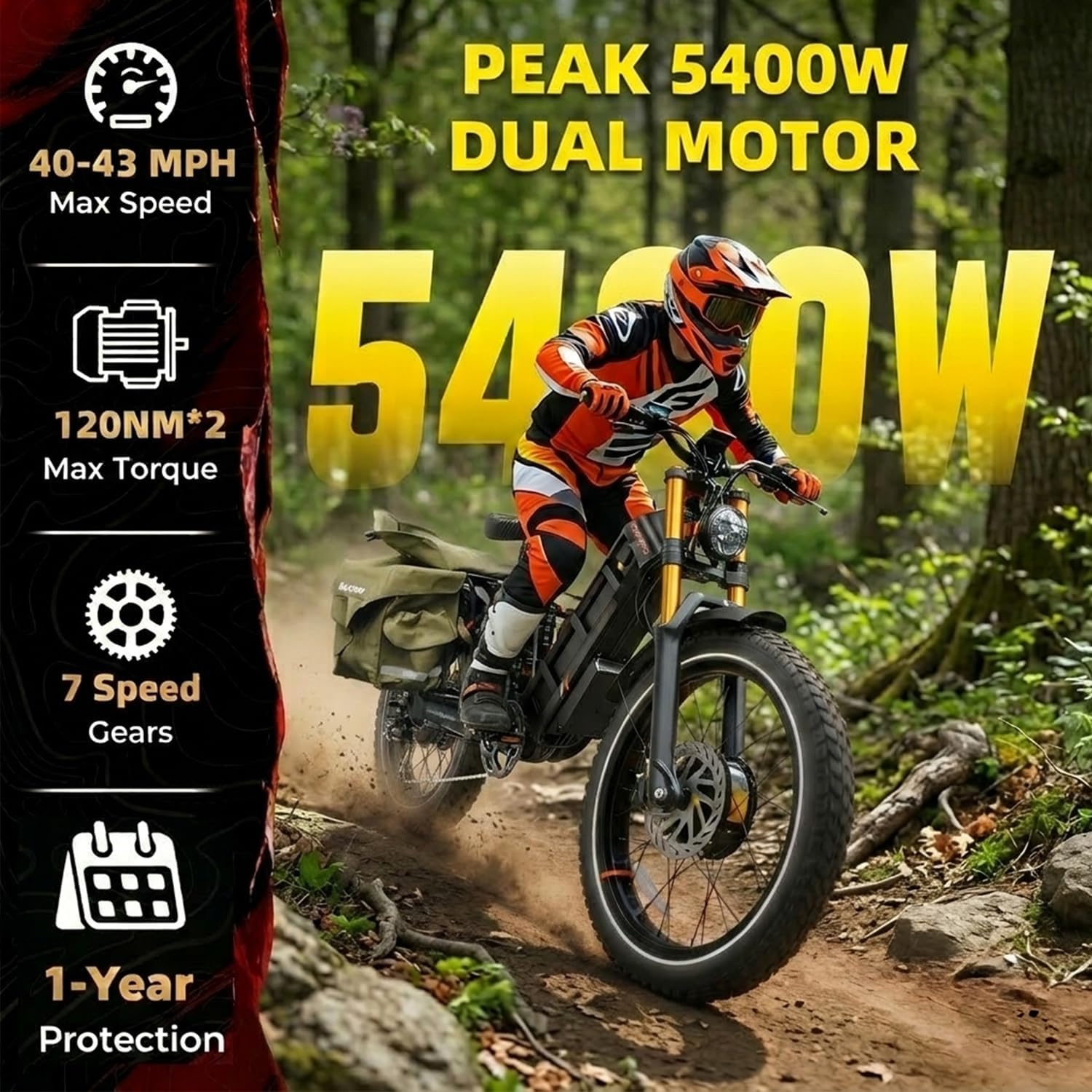 5400w eAhora Ebike 2026 Juliet Pro 2 Series 43-31Mph Electric Bike for Adults Dual Motor Ebike 70Ah/60Ah 200+Miles Long Range Ebike 20in Fat Tires Full Suspension