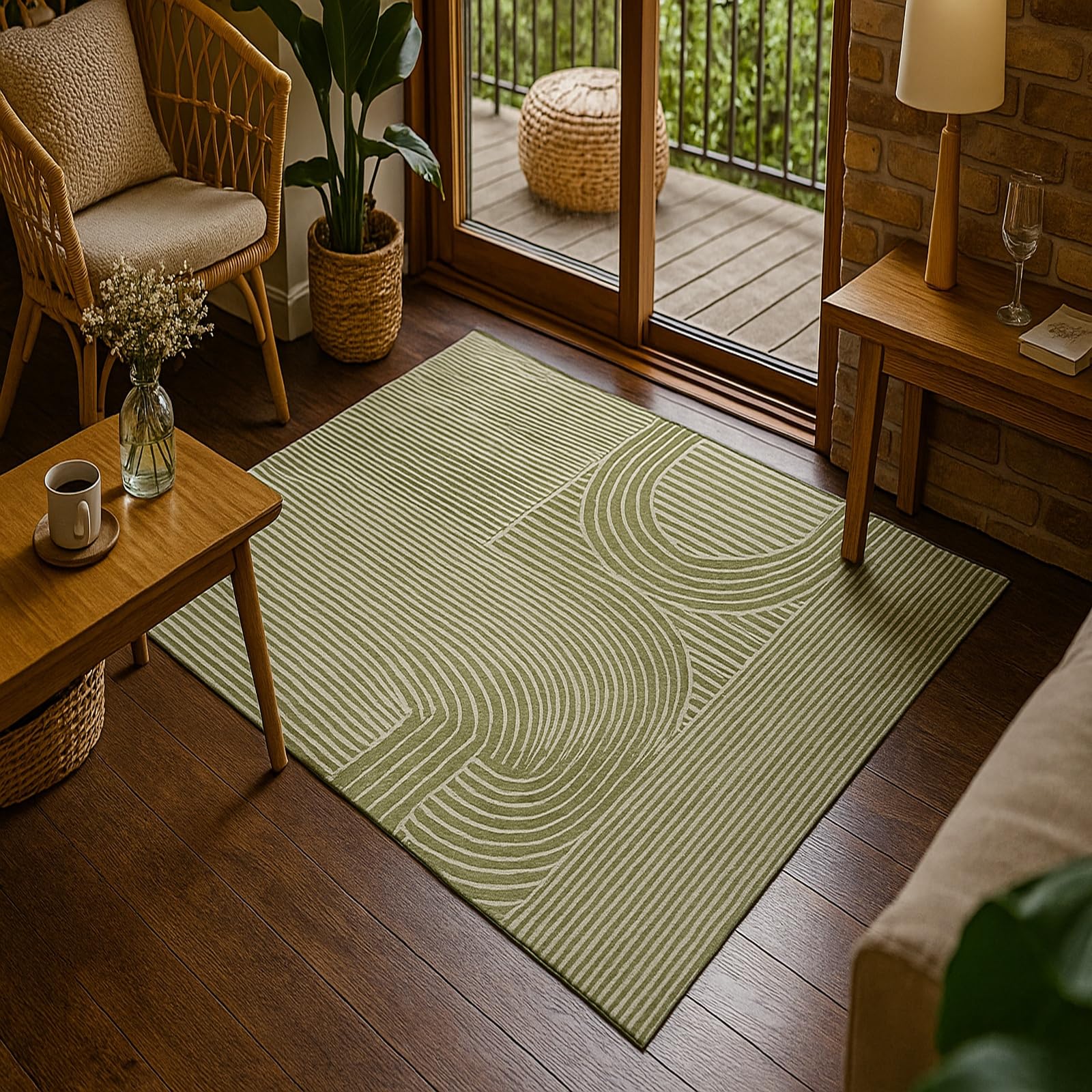 Tapis pour salon vert moderne blanc 80 x 120 cm descente de lit chambre