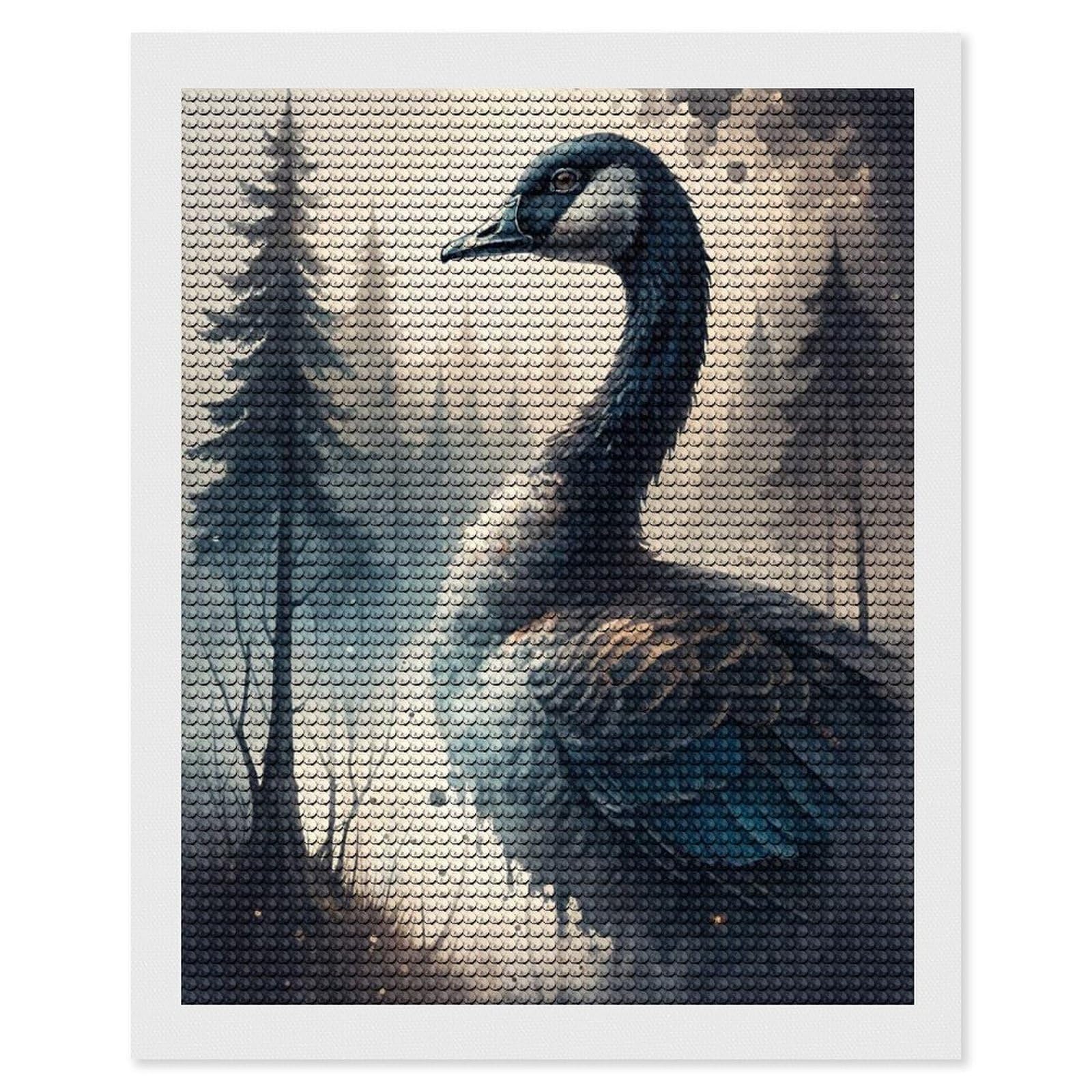 Junmoney Majestic Goose in Misty Forest Diamond Art Canvas 16"x20", Easy Handmade Project, Complete Accessories, Bedroom Decor, Birthday Gift