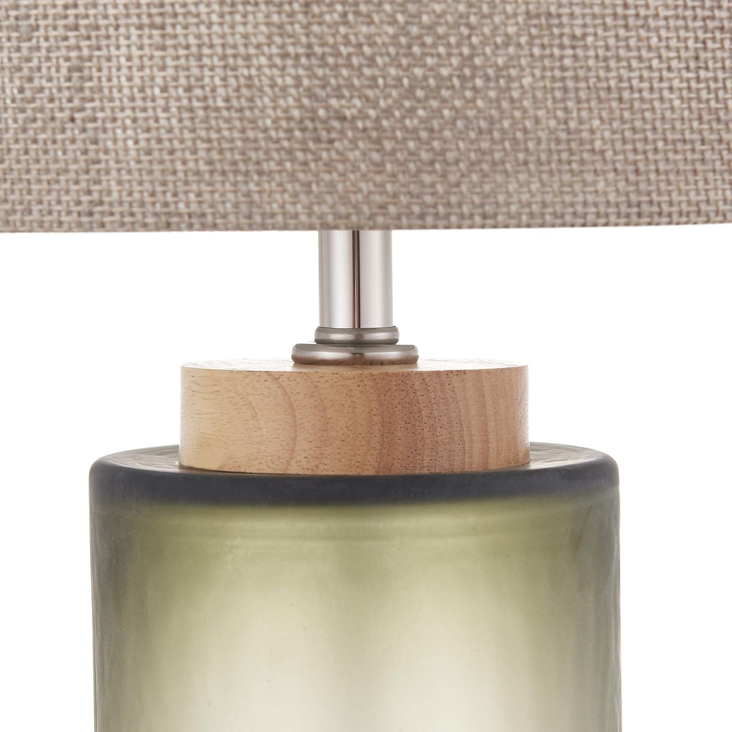 Gеt Sресіаl Prісе Farmhouse Table Lamp for Living Room.Small Lamp for Entry,End Table.Vintage Style Table Top for Rustic Decoration. Art Deco Grey Glass and Wood Base with Burlap Shade.H:14 Inches.E26.