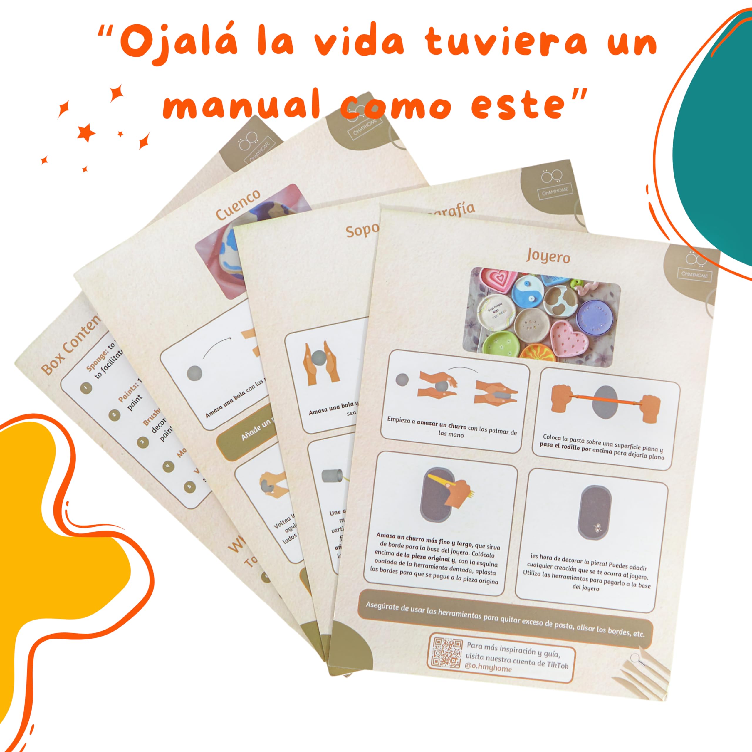 Kit Argilla Per Principianti ÖHMYHOME - Set Completo Con Argilla Bianca, Vernici Acriliche, Pennelli E Manuale In Italiano