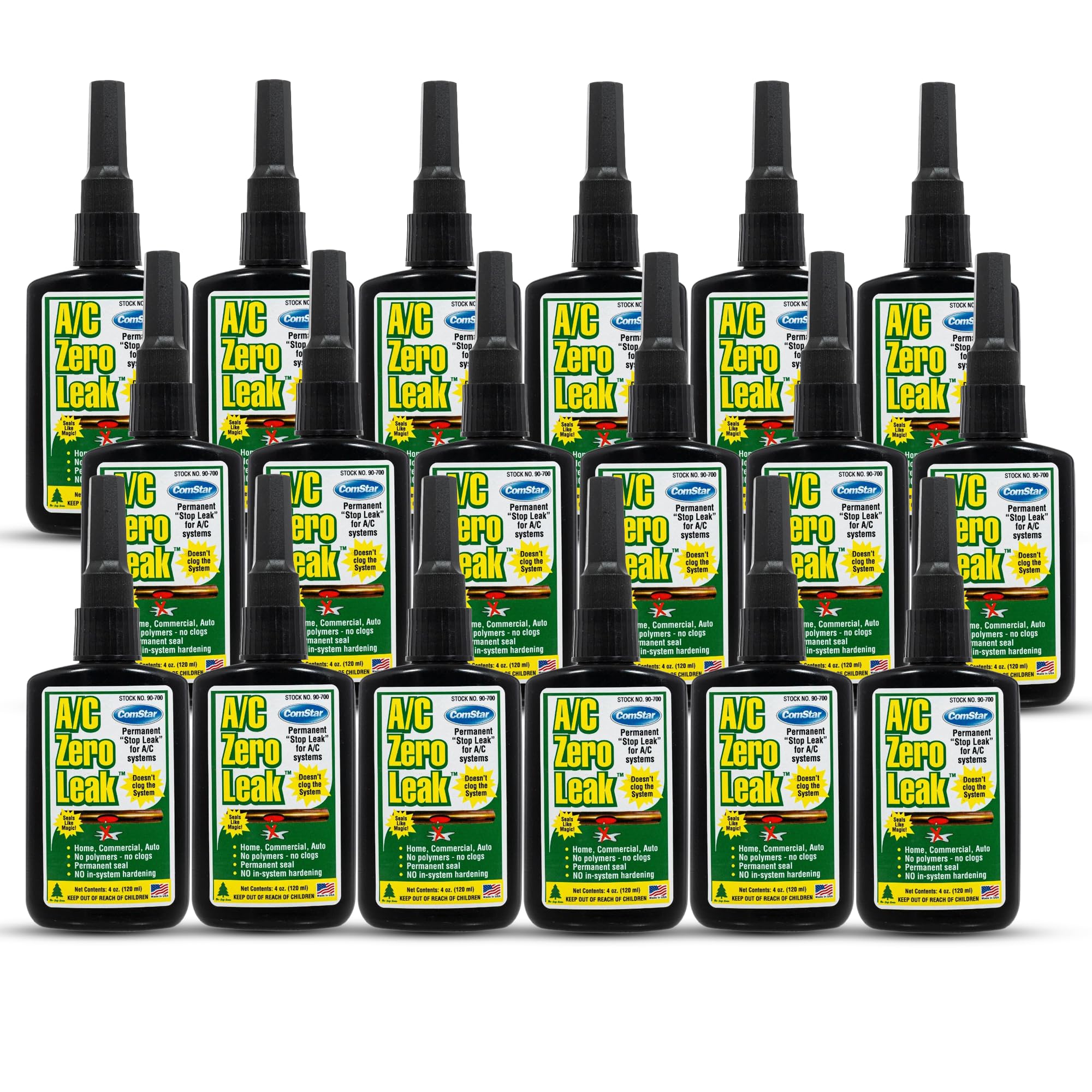 AC Zero Leak 4oz Fluorescent Yellow Leak Seal for HVAC Systems 18PC