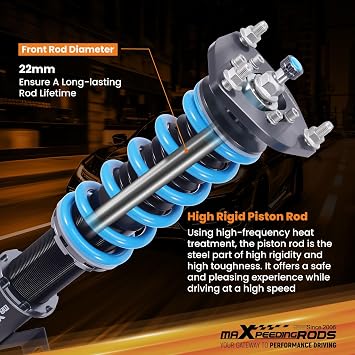 maXpeedingrods Coilover for Nissan Maxima A32 1995-1999, 24 Levels Damper Adjustable Coilovers Suspension Kit Strut, Height Adjustable T6 Upgraded Lowering Kits Blue