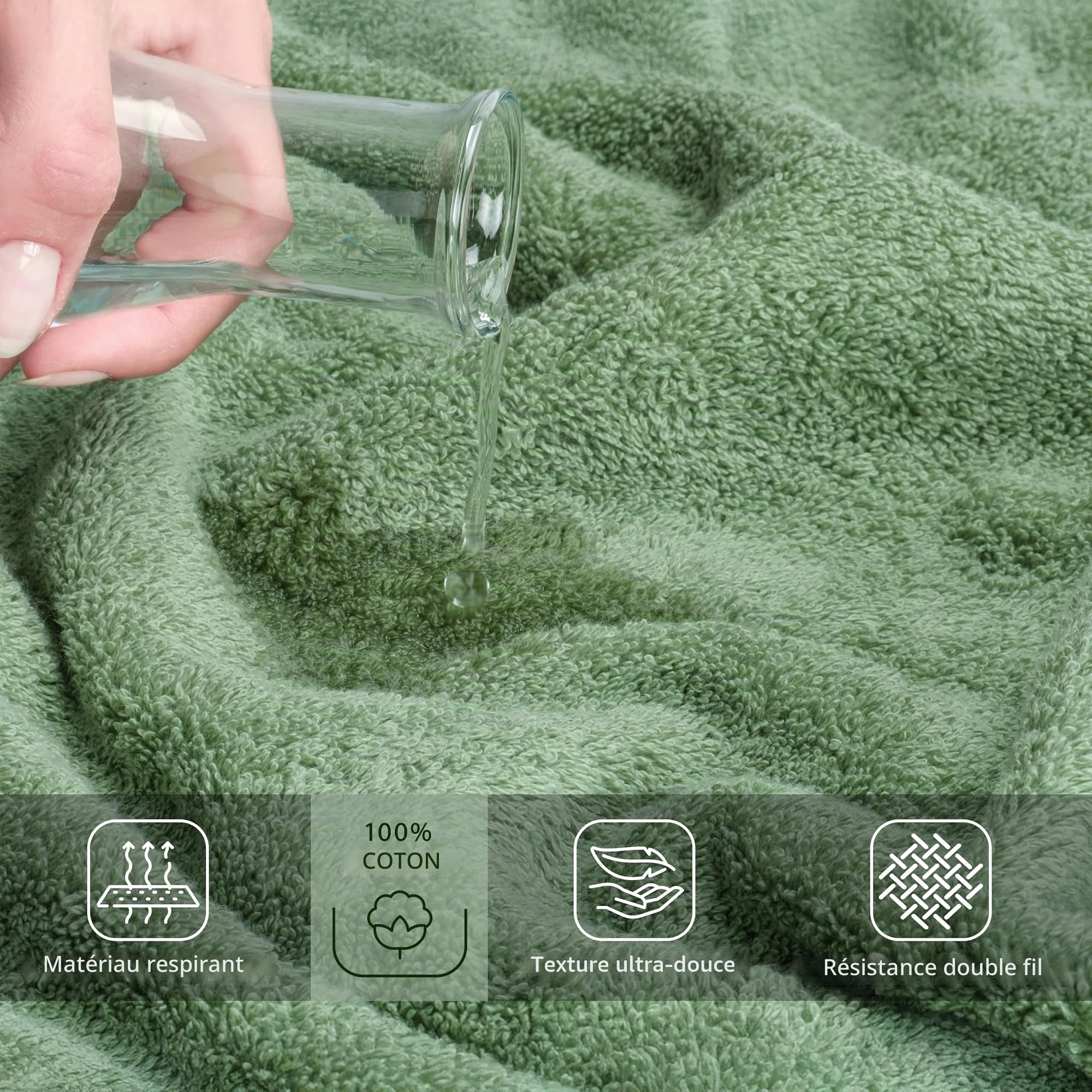 Cotton Paradise Drap de Bain surdimensionné 100% Coton de 101 x 203 cm, Serviette de Bain Extra Large pour Salle de Bain et Piscine, Vert Sauge
