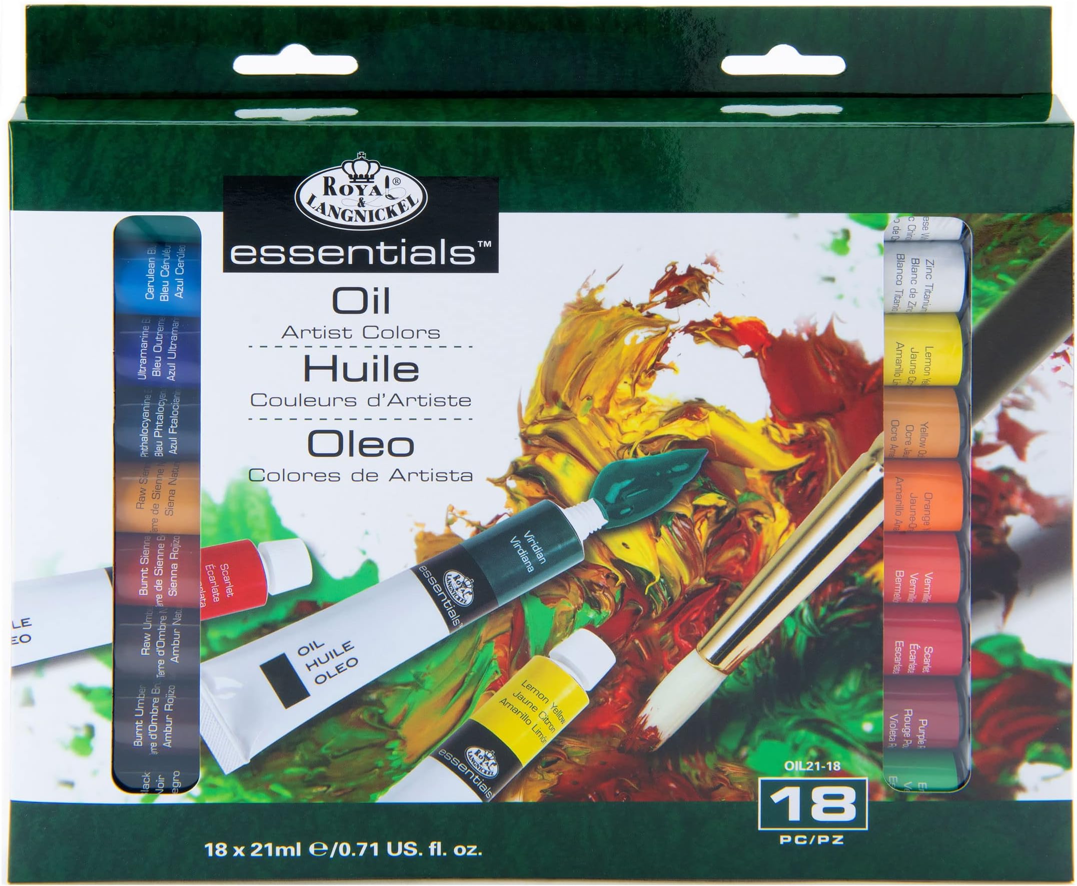 Royal & Langnickel Oil Color Artist Tube Paint, 21ml, 18-Pack