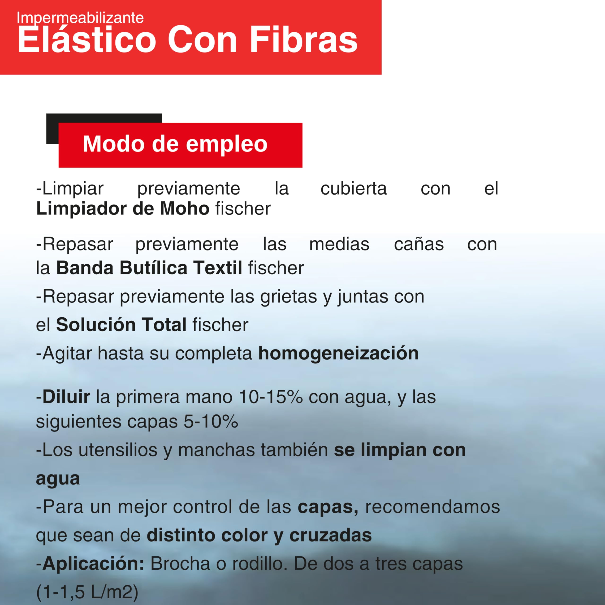 fischer - Pintura Impermeabilizante con Fibras | Resistente al Agua y Exteriores | Protección Elástica y Antideslizante | Ideal para Terrazas y Techos | 4L (Cubo 5kg) | Blanco
