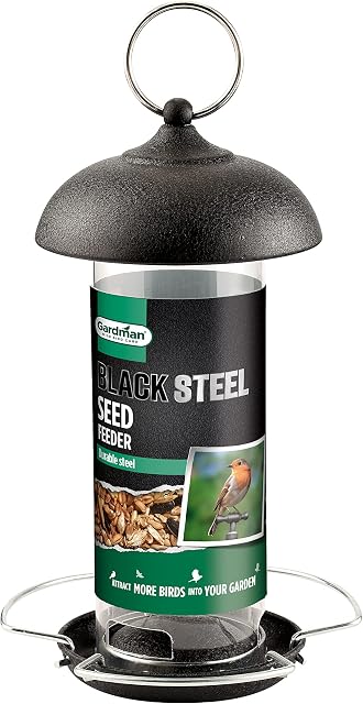 Gardman Black Steel Wild Bird Seed Feeder - 21cm x 10cm x 10cm