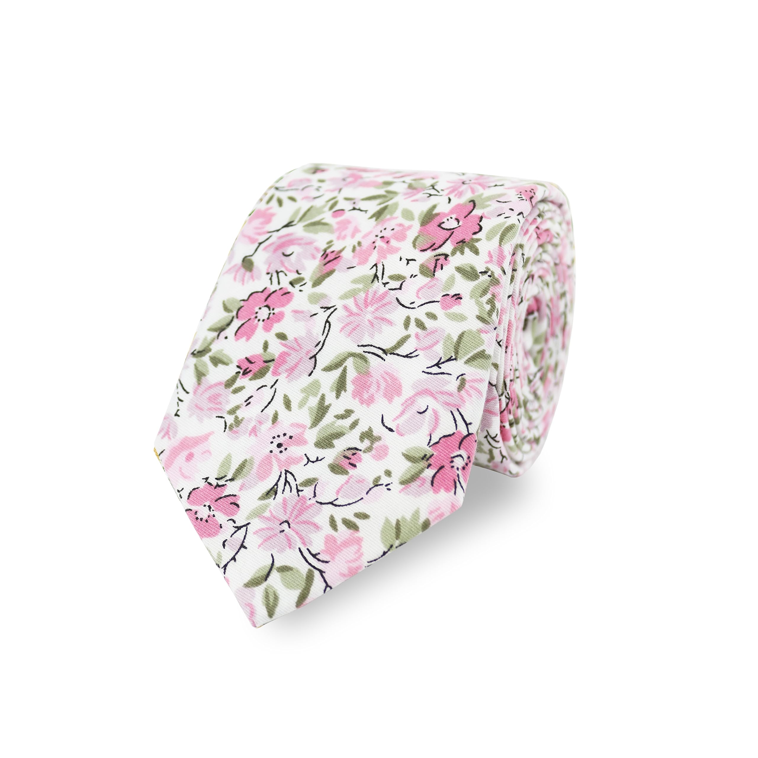 The Gents Lab Men's Pink Floral Wedding Neck Tie Made From 100% Soft Cotton | Over 20+ Styles (Pink)