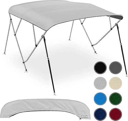 NEH - Cubierta superior de barco Bimini de 4 arcos con postes de soporte traseros de 67-72 pulgadas de ancho, a prueba de decoloración, lona marina