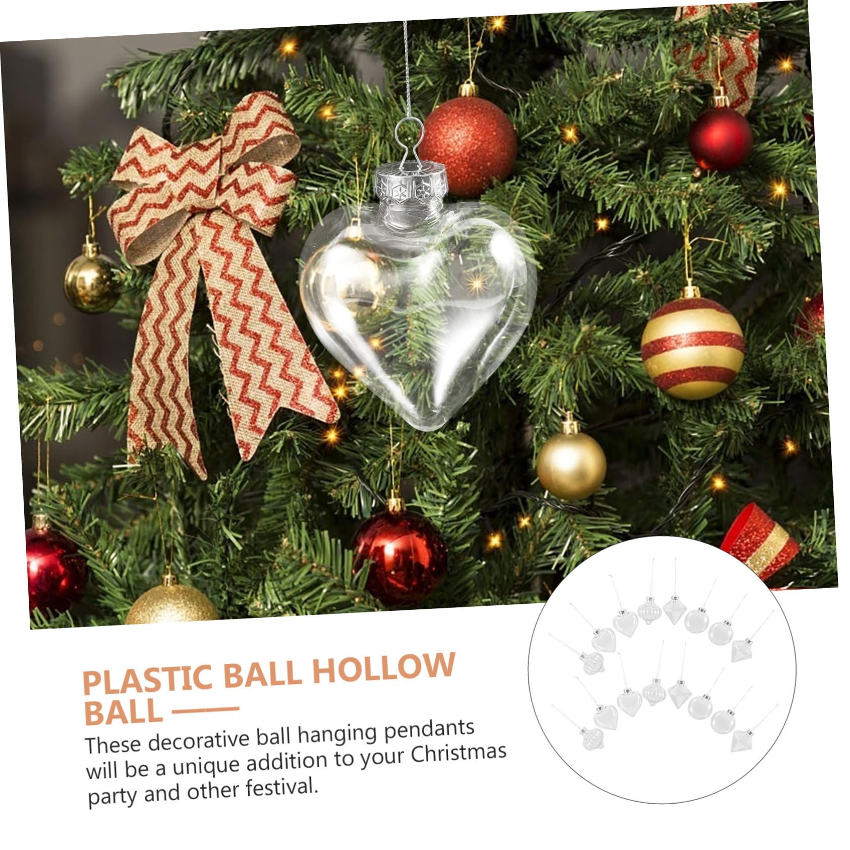 16piezas Transparentes Rellenables para Árbol De Navidad Adornos De Irrompibles y Celebraciones Navideñas