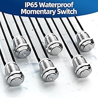 Vista 5 de DAIERTEK Interruptor de botón momentáneo de 12V 12mm pequeño interruptor de botón de metal impermeable botón de presión plateado normalmente abierto