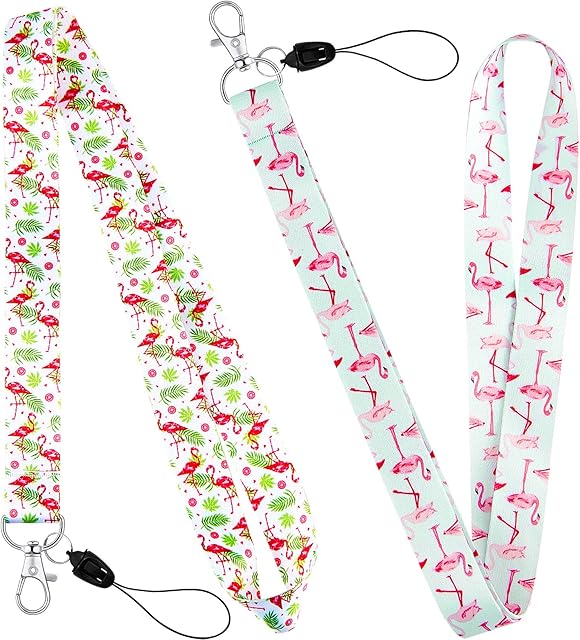 2 Pieces Flamingo Lanyard for Neck Key Holder, Keychain, Phone,ID Badge Holder, Summer Party for Family, Child