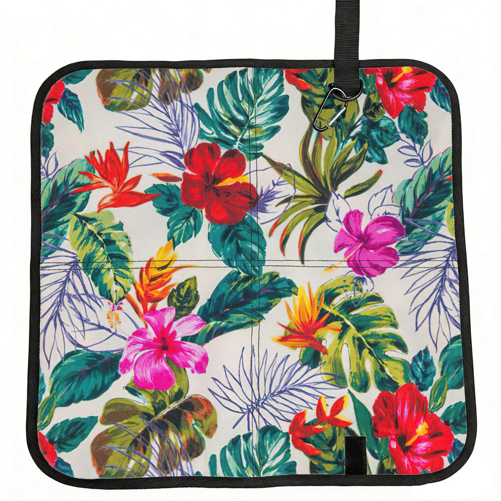 SDEGTHO Flowers and leaves Printed Foldable Seat Pad with Closure, Lightweight Cushion for Airplane Travel Camping