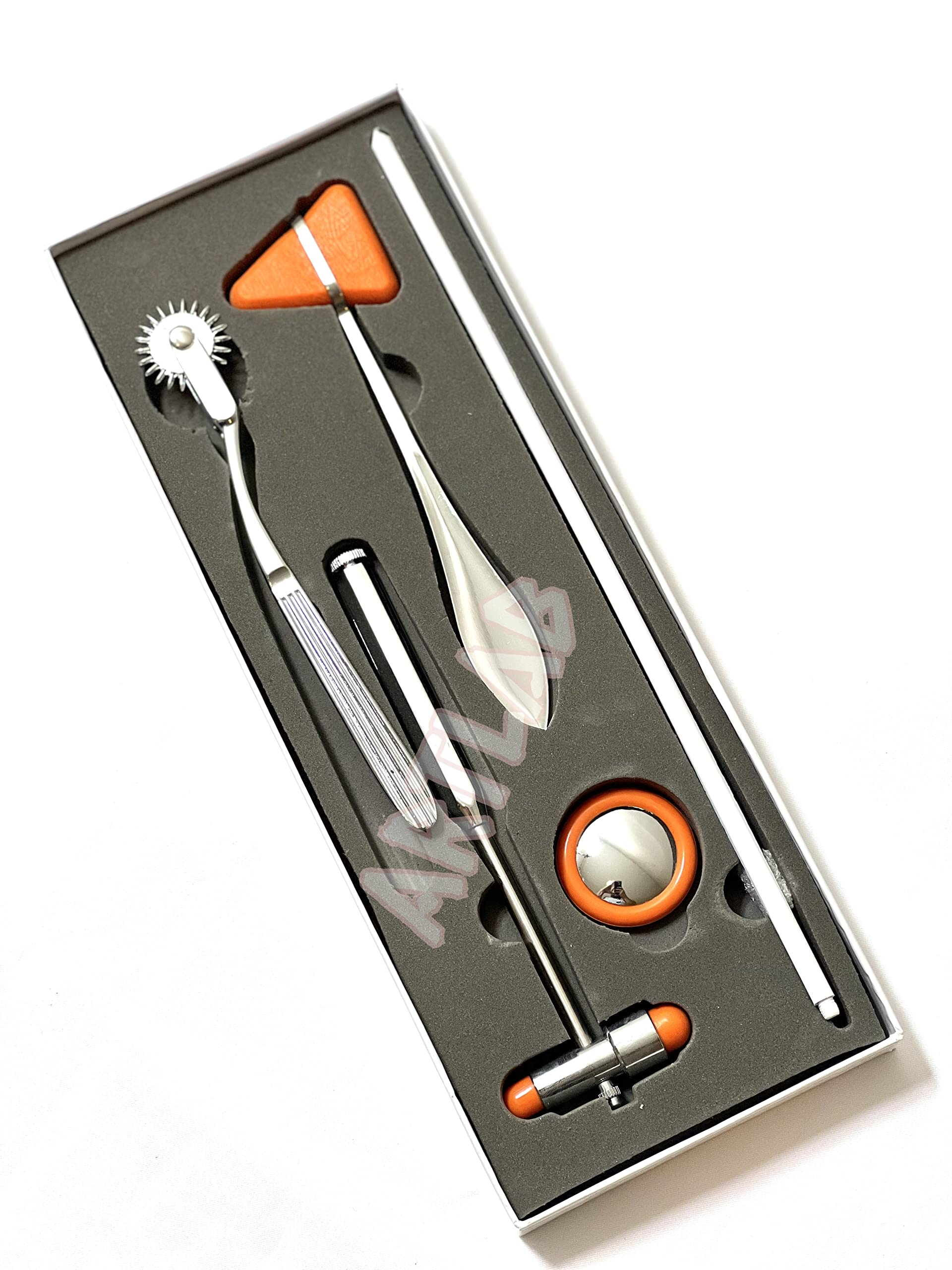 ArTLab-Neurological Percussion Set-Reflex Hammer Instrument Set, Includes Pinwheel, Babinski Hammer,Taylor Buck Hammer,Diagnostic Kit for Nurses,EMS,Students (Set of 5 Orange)