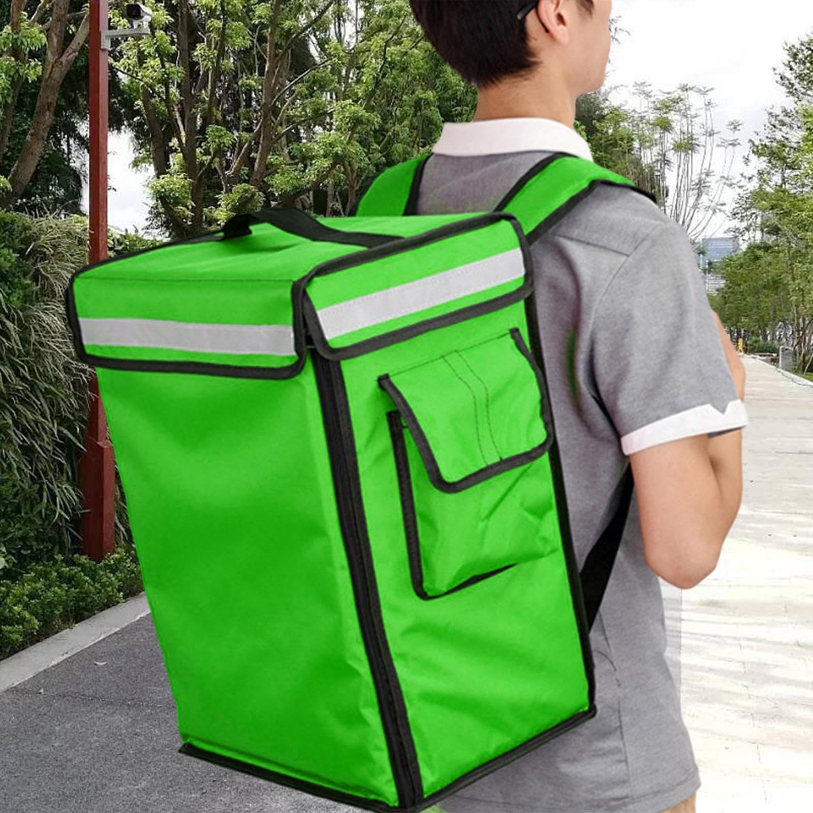 Sharplace Mochila Isotérmica para Reparto de Comida, Bolsa Térmica para Alimentos Fríos Y Calientes, Bolsillos de Malla, Bolsas para Reparto de Pizza, Calentado, Verde, Individual