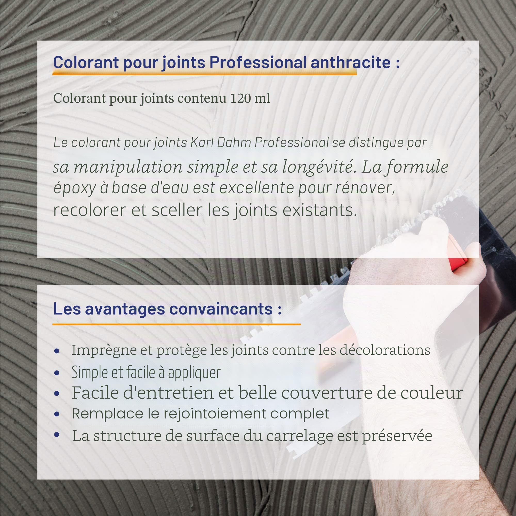 Karl Dahm Teinture pour Joints - Coloration Joints Anthracite 120 ml I 3 Couleurs Disponibles I Teinter et Sceller les Joints de Carrelage Anthracite I Peinture Rénovation de Joints Intérieurs - 12302