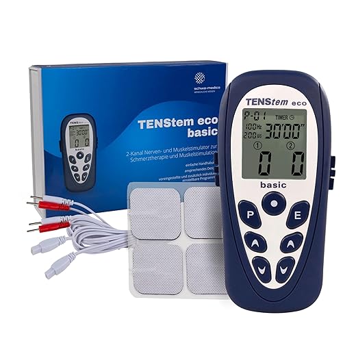 tens electrostimulator | eco-basics+ionto model with 12 preset programs 4 electrodes color: black