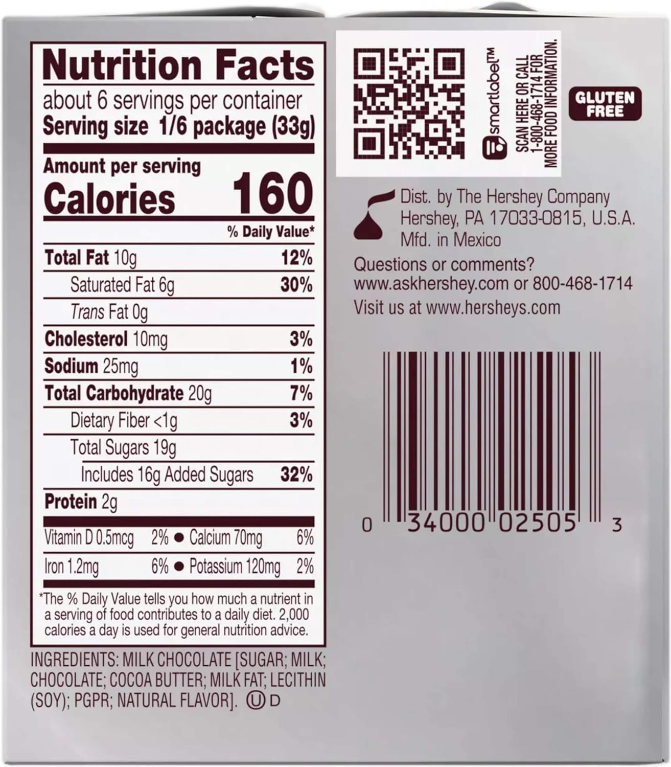 HERSHEY'S KISSES Solid Milk Chocolate Candy Box