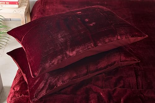 Miniatura 8 de Funda de edredón de terciopelo rojo vino, hecha de terciopelo de rayón de alta calidad, juego de 3 fundas de edredón y funda de almohada tamaño