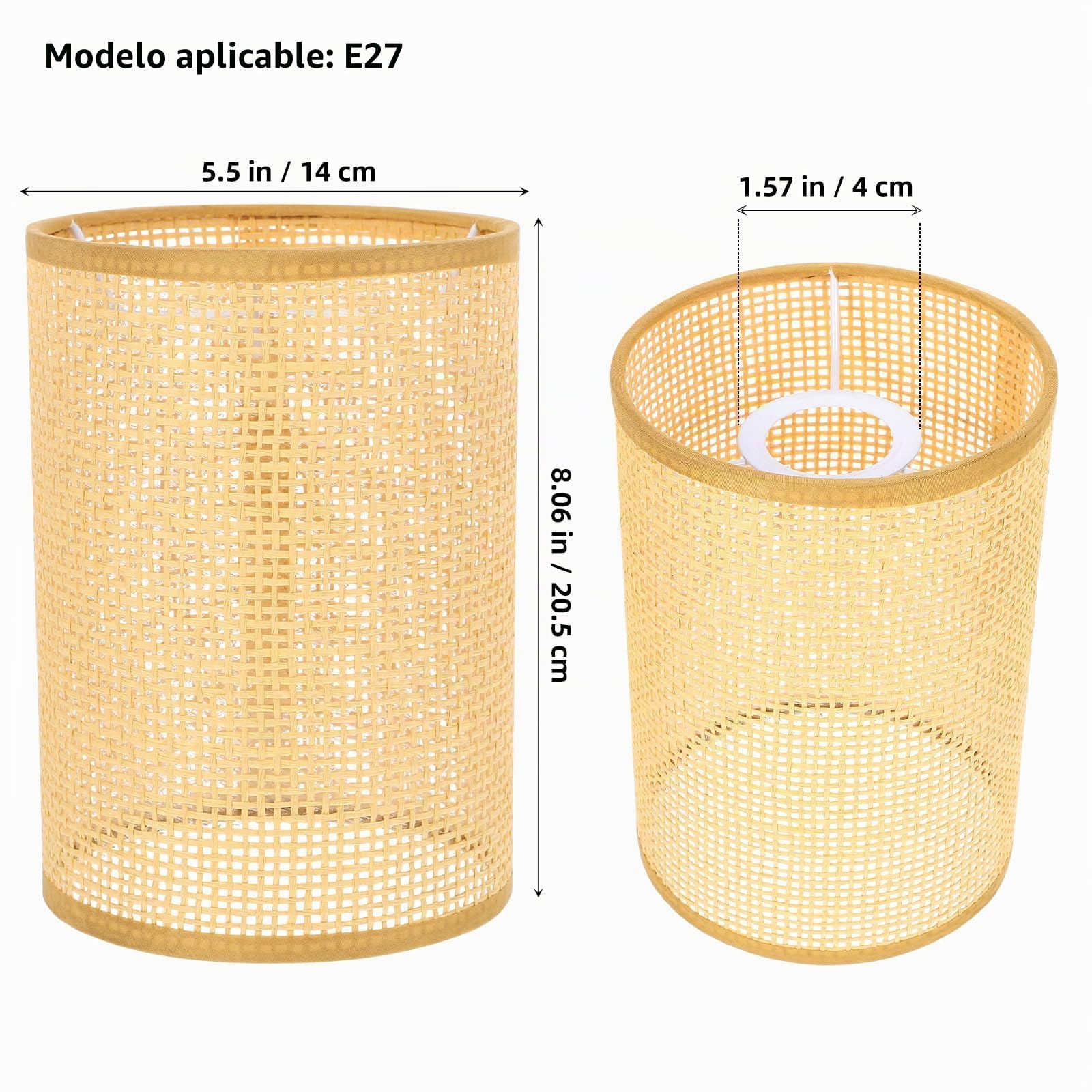 Angoily 2 unidades¹ de ratán pantalla de repuesto E27/E14 lámpara de araña lámpara de lámpara natural tejido cilindro cubierta de la lámpara de mesa F¨¹r lámparas de mesa lámparas de mesa
