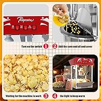 Vista 5 de 12 Oz Popcorn Machine (Red) - Countertop Popcorn Maker - 3 Easy Switches, Make Up to 48-60 Cups for Movie Nights, Party, Events