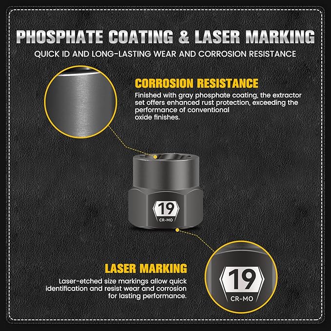 Juego de extractores de pernos de impacto de 13 piezas, 3/8" miniatura 3