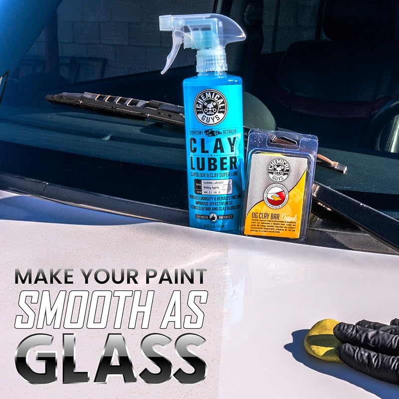 Chemical Guys Clay Bar Kit - Complete System - Clay Bar and Luber Combo with Accessories for Smooth Paint Finish - Removes Embedded Dirt, Overspray, and Fallout - 6 Item Kit
