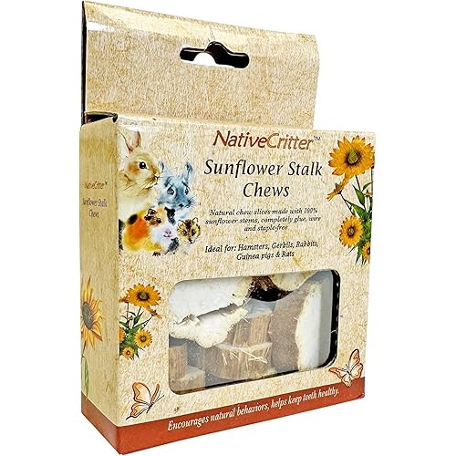 Exotic Nutrition Sunflower Stalk Slices - Fun & Unique Chew for Hamsters, Gerbils, Rabbits, Guinea Pigs, Prairie Dogs, Chinchillas, Degus, Squirrels, Rats and Other Chewing Small Animals