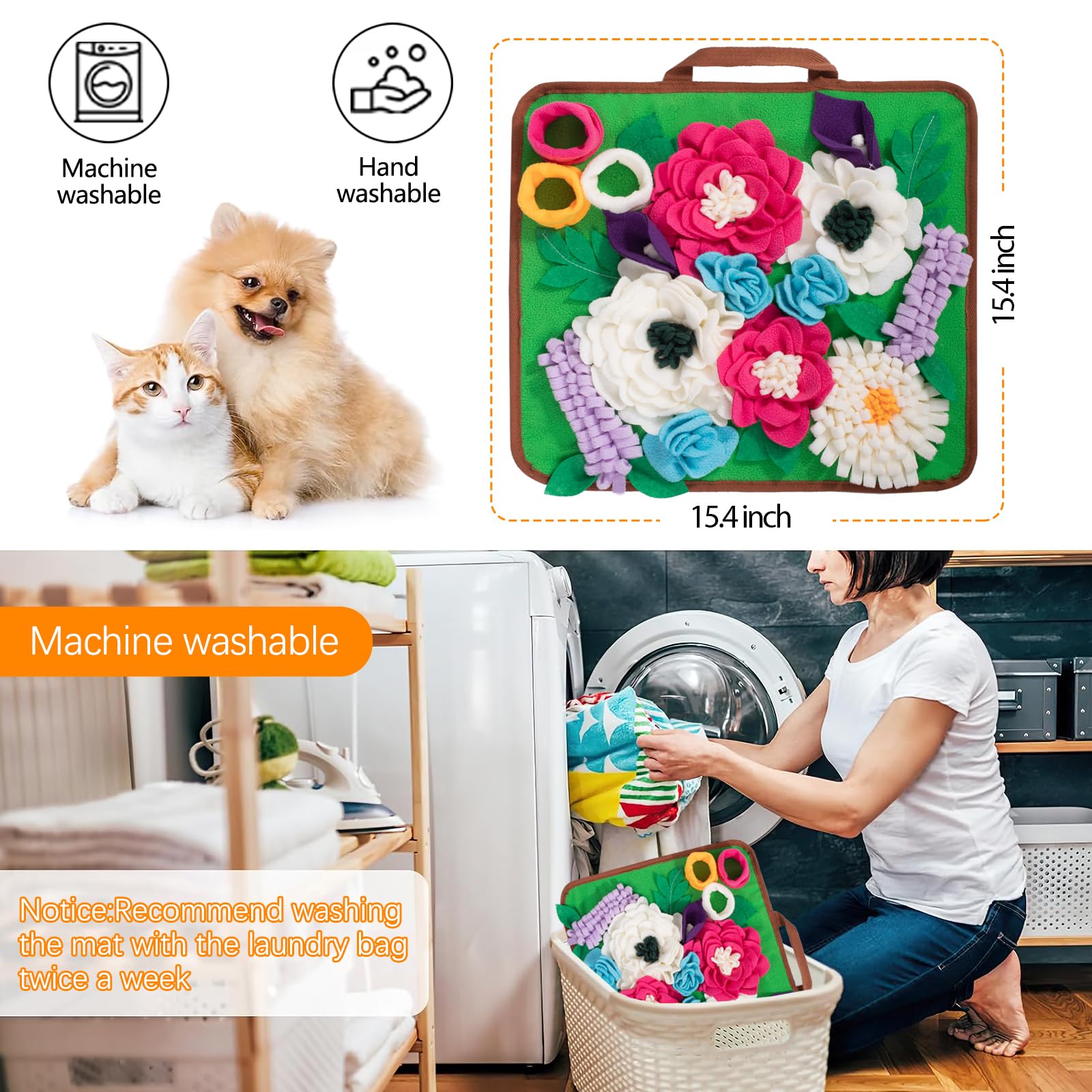 Schnüffelmatte für Hunde, Leckerlis, Fütterungsmatte für kleine/mittelgroße Hunde, rutschfest, tragbar, langlebig, interaktives Hunde-Puzzle-Spielzeug, fördert natürliche Futtersuche (Grün)