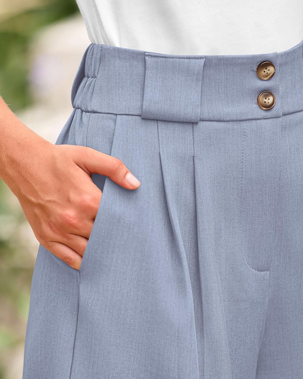 KIRUNDO Womens Shorts Dressy Casual 2026 Trendy Summer Elastic High Waisted Pleated Side Slit Business Work Shorts Pockets - Image 6