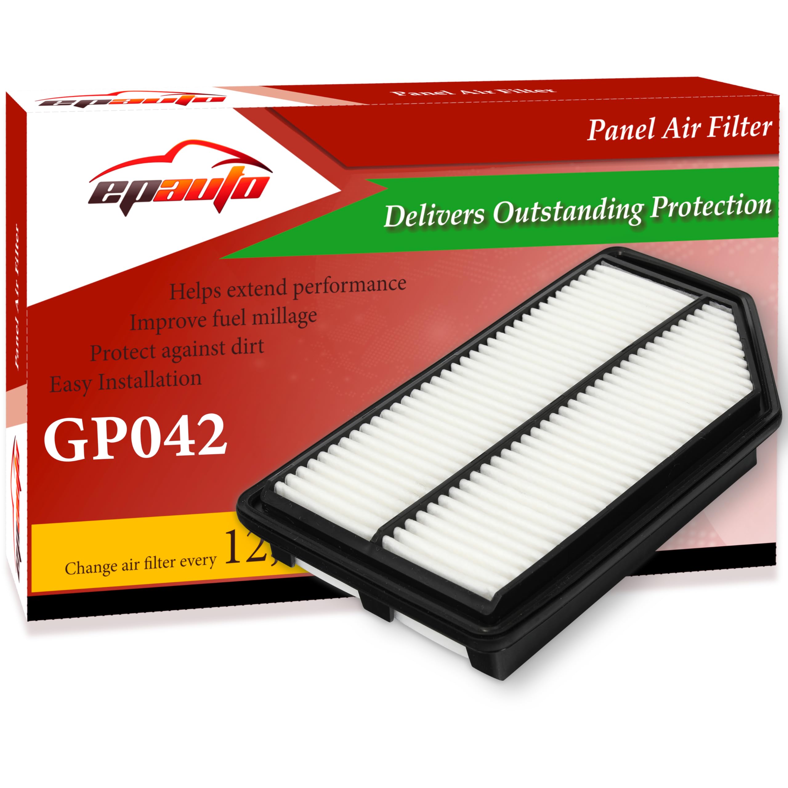 EPAuto GP042 (CA11042) Engine Air Filter, Replacement for Honda Odyssey (2011–2017) – Rigid Panel Filter for 3.5L V6 Engines – Improves Airflow, Fuel Efficiency, and Engine Protection
