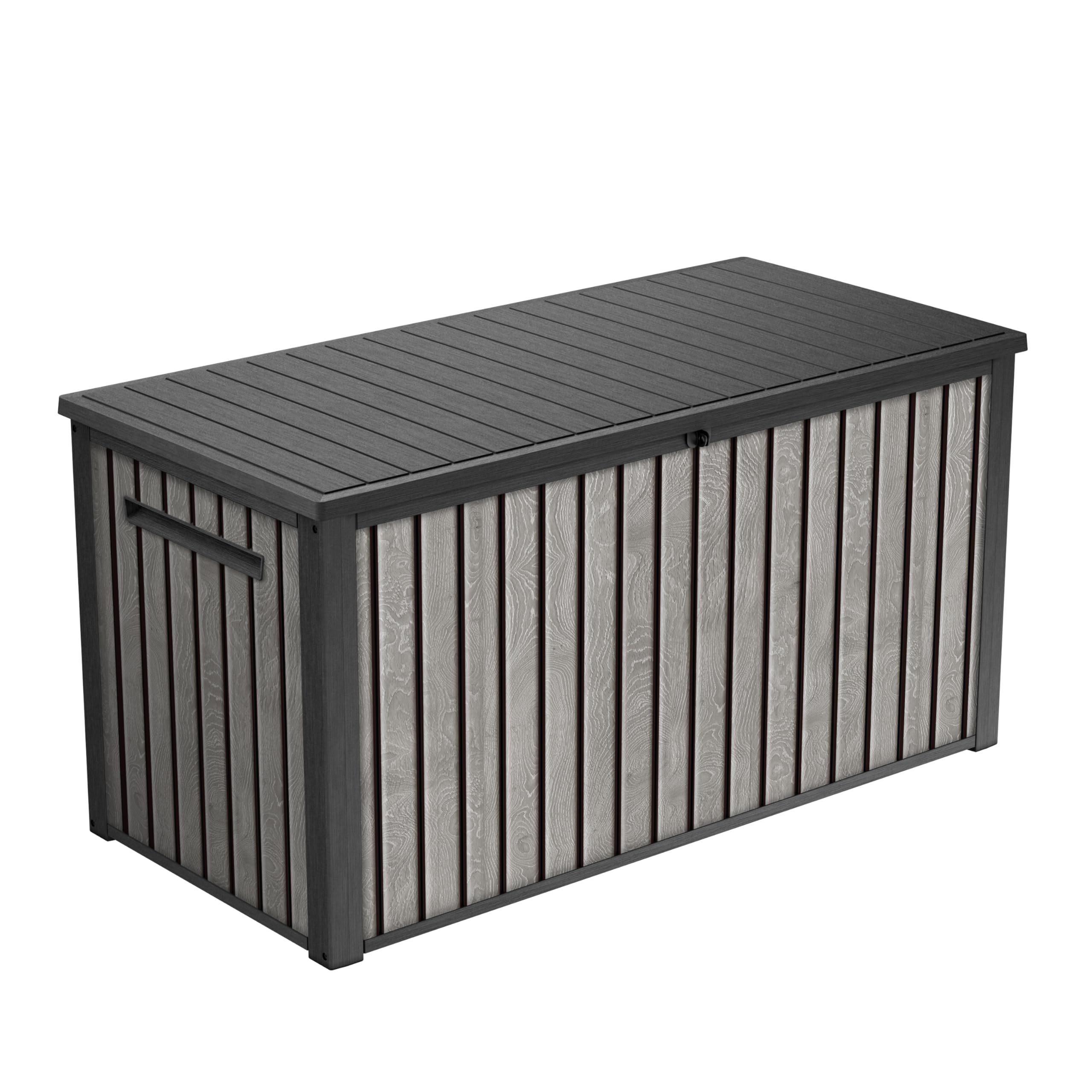 Keter Signature 643L Outdoor Storage Box – Venetian Grey | Weather‑Resistant, UV‑Protected, Lockable Storage Box | 350 kg Lid Capacity to Seat Two Adults | Piston‑Assisted Opening