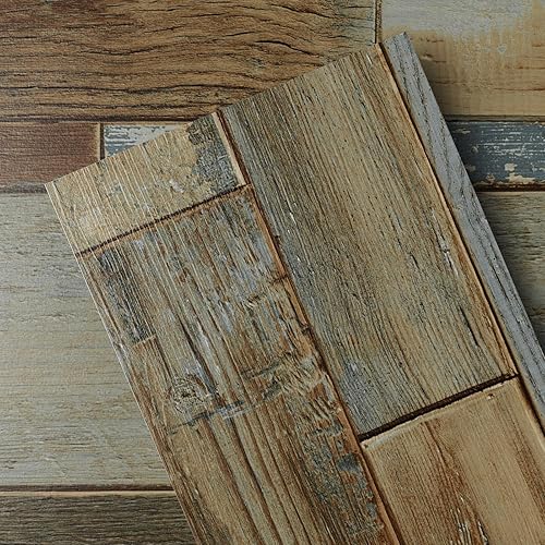 Peel and Stick Floor Tile Vinyl Wood Plank 36-Pack 54 Sq.Ft, Rustic Blue, Rigid Surface Hard Core Easy DIY Self-Adhesive Flooring