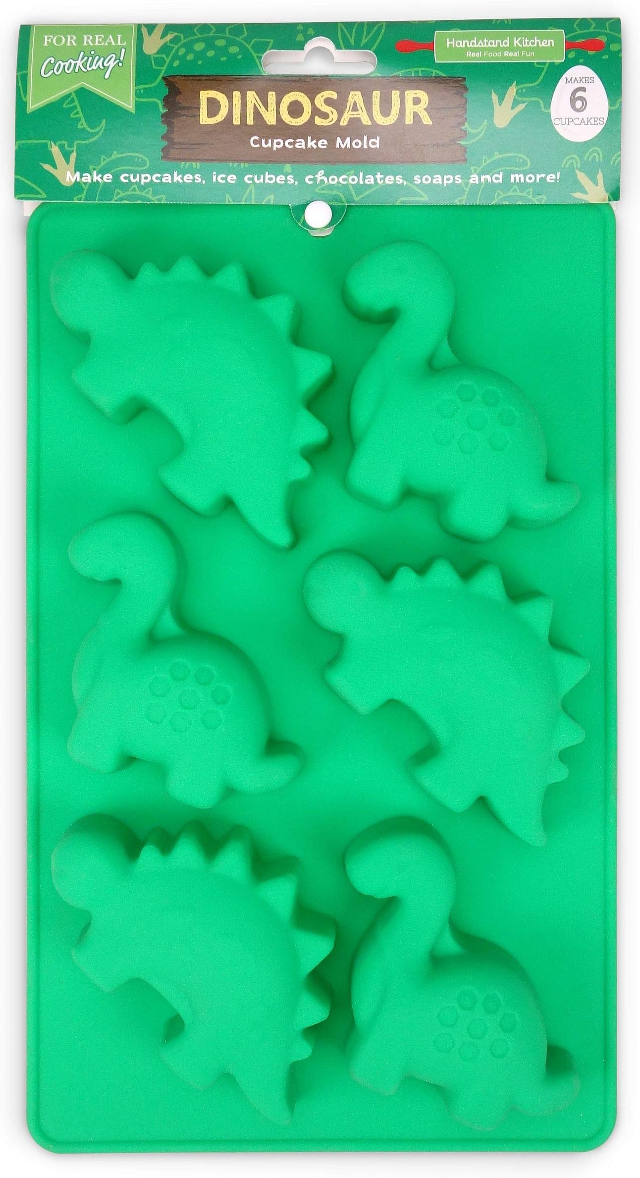 Handstand Kitchen Dinosaur Buddies T-Rex and Stegasaurus Shaped Silicone Cupcake Mold