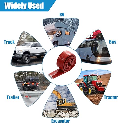 Miniatura 3 de X AUTOHAUX Cinta de fibra de vidrio recubierta de silicona con manga de fuego de 10 pies de identificación de 34 "para líneas de manguera de