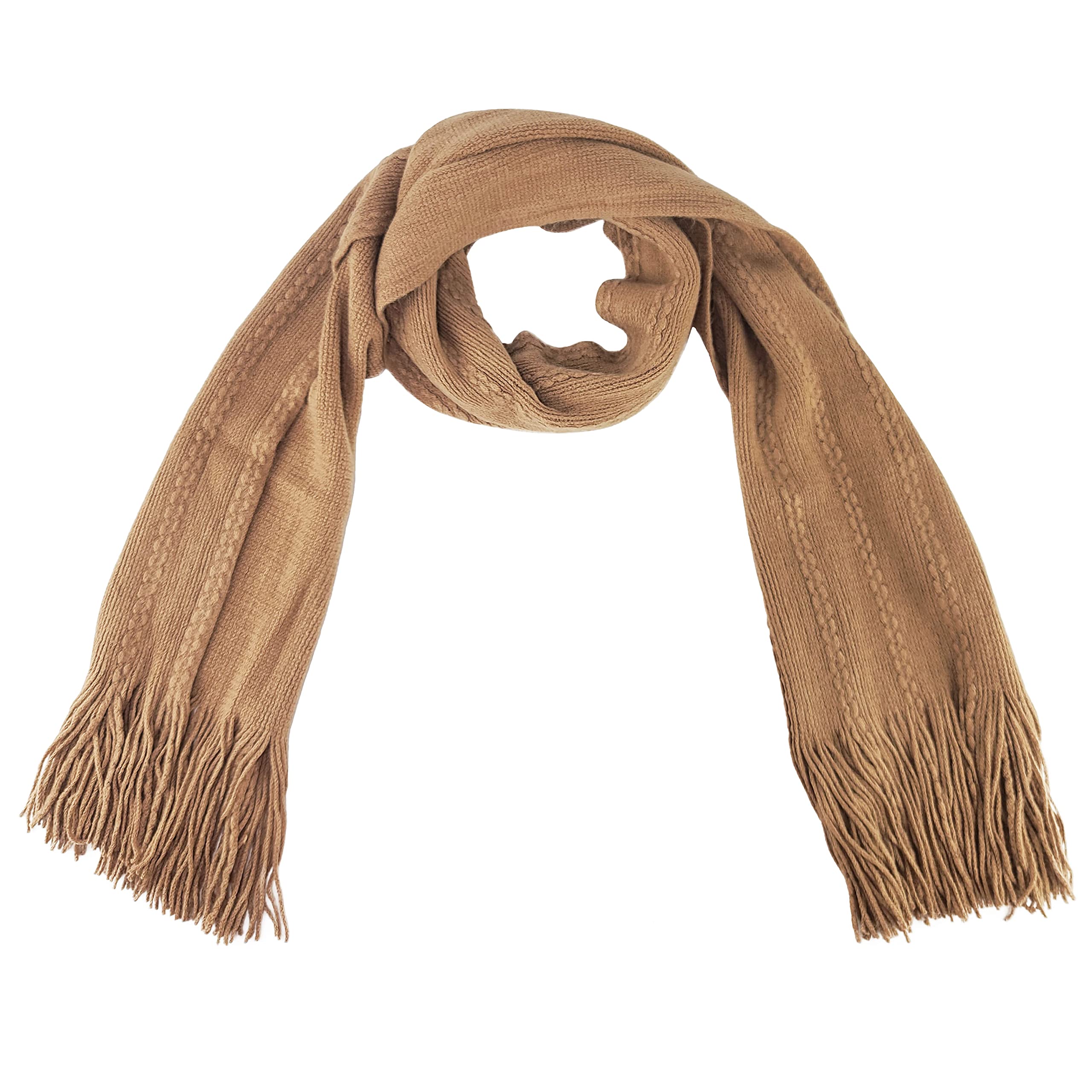 BRUCERIVER Sciarpa e guanti da donna a maglia con funzione touch screen cashmere sensazione cavo design (Camel Touchscreen)