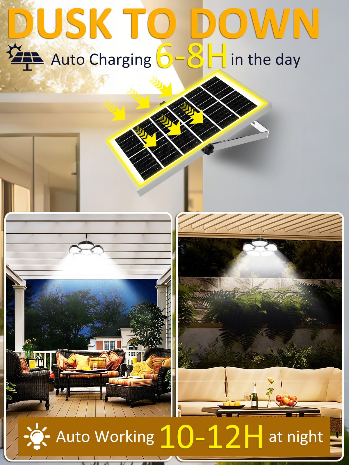 T-SUNiceM Solar Schuppen Licht Indoor Outdoor mit Bewegungsmelder & Fernbedienung, 1200LM 156LED, IP65 Wasserdicht, 5 Modi & Timer, Tagfahrlicht für Garage, Scheune, Pavillon, Terrasse, Garten