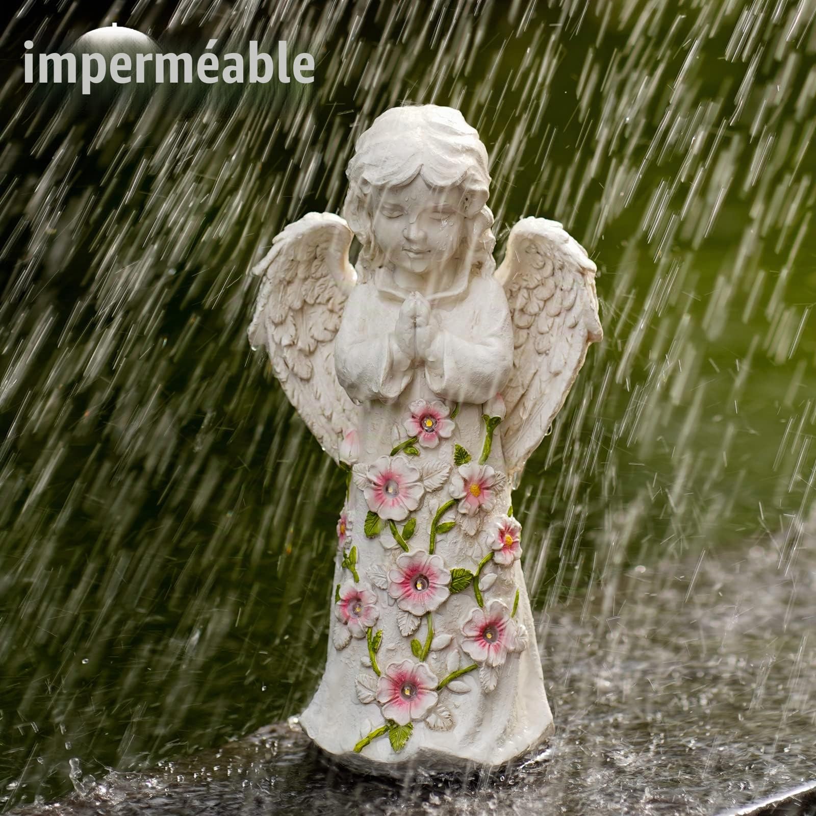 Yeomoo Angel Figurine avec 6 Succulentes LED Solaire Décoration Jardin