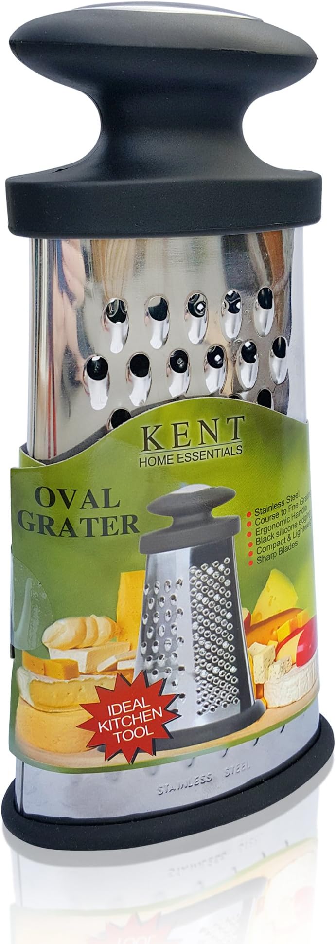 Best Cheese Grater and Zester - Sharp, Rustproof Stainless Steel, Non-Slip Handle and Base for Easier, Faster Grating - Compact Design for Easy Storage - Kitchen Accessories by Kent Home Essentials