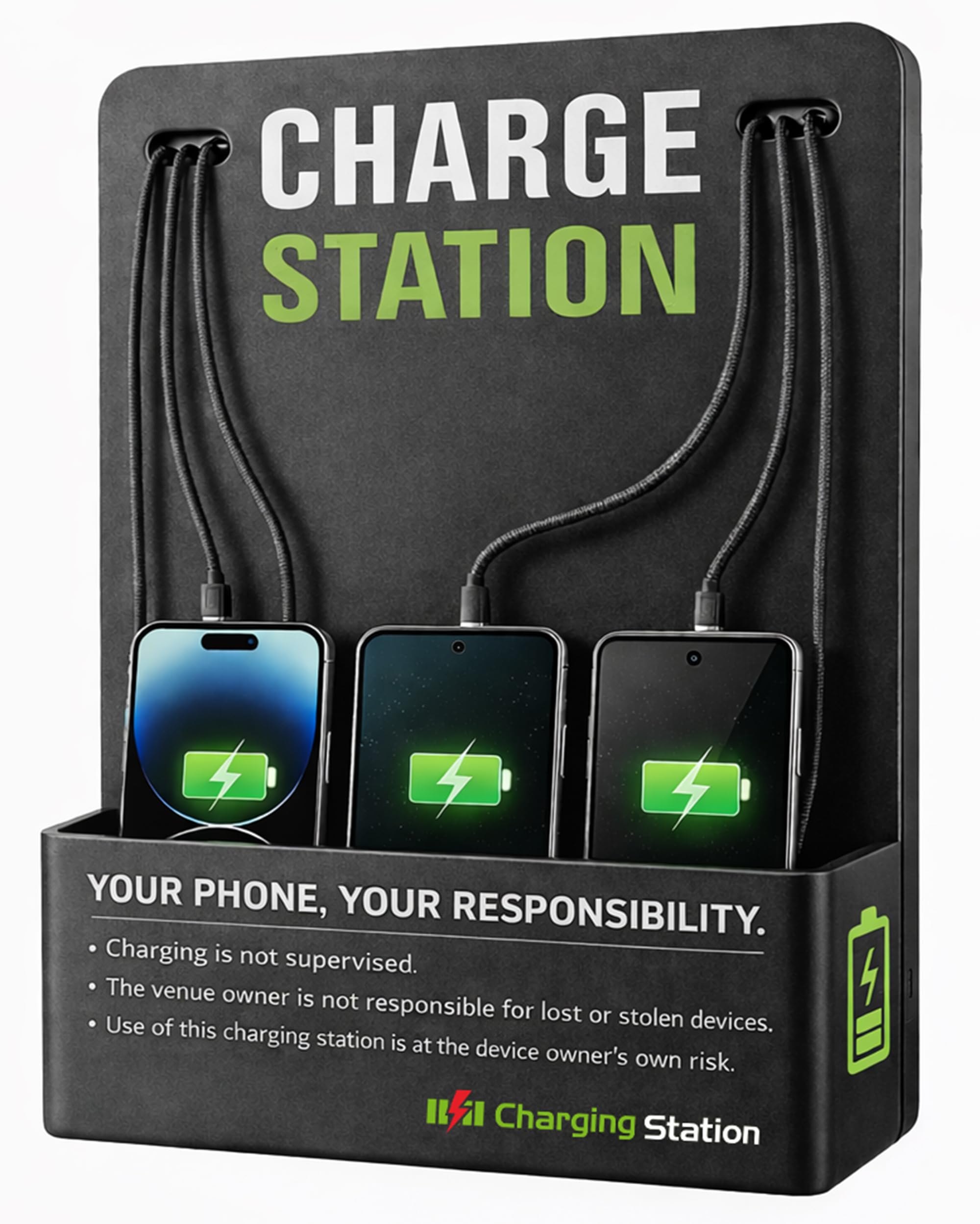 Stazione di ricarica per telefono cellulare a parete, caricatore rapido a 6 porte con porte Lightning e micro USB di tipo C, caricabatterie multi-dispositivo per ufficio, hotel, aeroporto