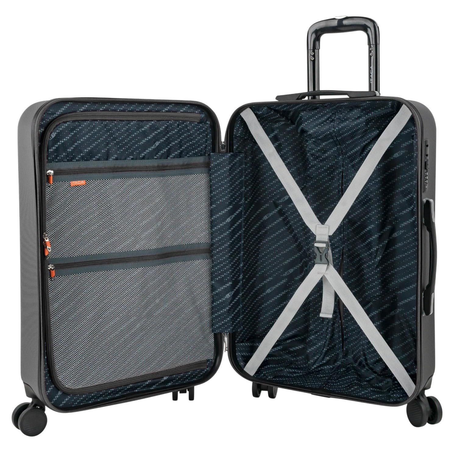 ITACA - Maleta Mediana 55x40x20 de Viaje rígidas Trolley con 4 Ruedas Dobles para Avion Ligera Equipaje de Mano candado de combinación., Antracita